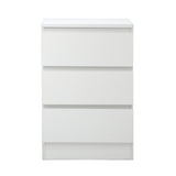 NNEED Bedside Table 3 Drawers Storage Cabinet White