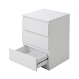 NNEED Bedside Table 3 Drawers Storage Cabinet White