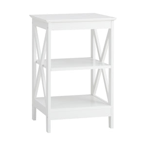 NNEED Side Table 3-tier Shelf X-Structured Sides White