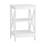 NNEED Side Table 3-tier Shelf X-Structured Sides White