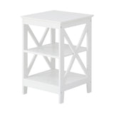 NNEED Side Table 3-tier Shelf X-Structured Sides White