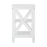 NNEED Side Table 3-tier Shelf X-Structured Sides White