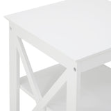 NNEED Side Table 3-tier Shelf X-Structured Sides White
