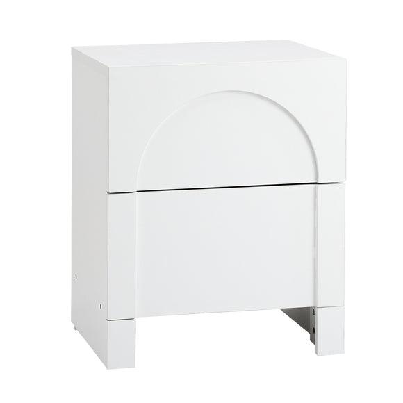 NNEED Bedside Table 2 Drawers Side Table White