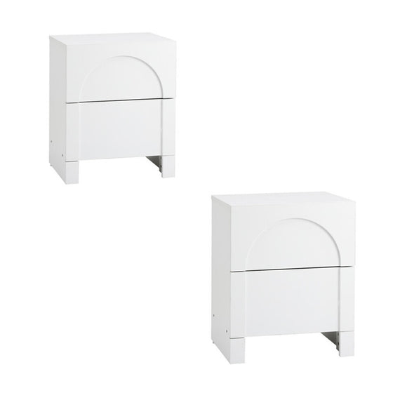 NNEED 2X Bedside Table 2 Drawers Side Table White