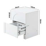 NNEED 2X Bedside Table 2 Drawers Side Table White