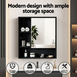 Cefito Bathroom Mirror Cabinet Mirrored Medicine Adjustable Shelf Wall Mounted 560mm Black
