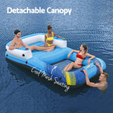 NNEDSZ Inflatable Floating Island Float Lounger Sunshade Pool Bed 3.05Mx1.86M
