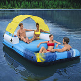 NNEDSZ Inflatable Floating Island Float Lounger Sunshade Pool Bed 3.05Mx1.86M