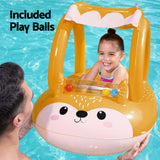 NNEDSZ Kids Inflatable Fox Swim Float Floating Seat Canopy Pool Toys 94x66CM