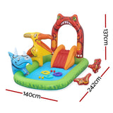 NNEDSZ Kids Inflatable Play Splash Pool with Slide Ball Tossing Toys 242x140cm