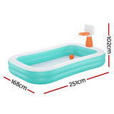 NNEDSZ Kids Inflatable Pool Above Ground Play Pools Basketball Hoop 251x168cm