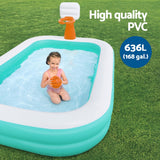 NNEDSZ Kids Inflatable Pool Above Ground Play Pools Basketball Hoop 251x168cm