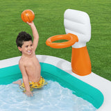 NNEDSZ Kids Inflatable Pool Above Ground Play Pools Basketball Hoop 251x168cm
