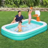 NNEDSZ Kids Inflatable Pool Above Ground Play Pools Basketball Hoop 251x168cm