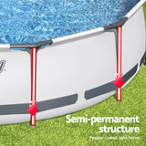 NNEDSZ Swimming Pool 427x427x122cm Steel Frame Above Ground Pools Round Filter Pump Ladder