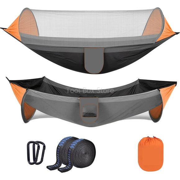 NNEOBA 2-Person Camping Hammock with Mosquito Net & Straps (Orange)