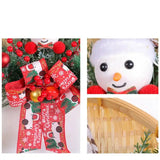 NNEOBA Christmas Bamboo Basket Snowman Door Hanging Wreath