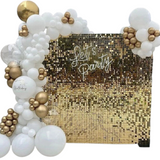 NNEOBA Light Gold Shimmer Wall Backdrop – 18 pcs Decorative Panels Glitter