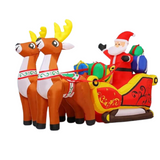 NNEOBA 2.1m Long Inflatable Santa Reindeer Sled with LED Lights