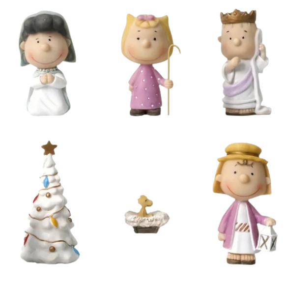 NNEOBA Christmas Nativity Set: Resin Craft Peanuts Characters for Holiday Decoration