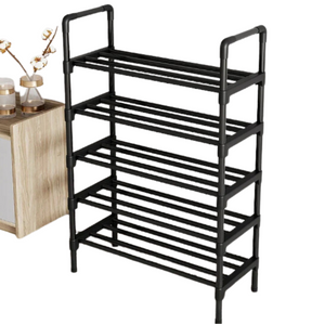 NNEOBA Simple Shoe Rack – Space-Saving Black Shoe Shelf(5Layers)