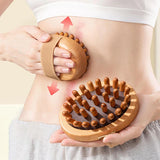 NNEOBA 2Pcs Wooden Anti-Cellulite & Scalp Massage Brush Essential Oil Spa Brown