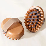 NNEOBA 2Pcs Wooden Anti-Cellulite & Scalp Massage Brush Essential Oil Spa Brown