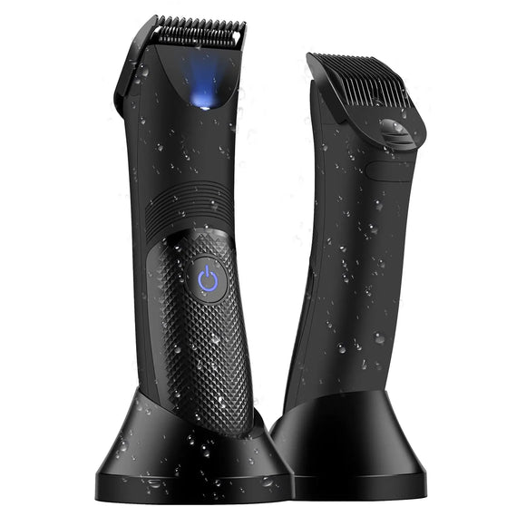 NNEOBA Rechargeable Body Hair Trimmer for Men Ceramic Blade & LED Light Black