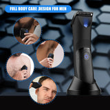 NNEOBA Rechargeable Body Hair Trimmer for Men Ceramic Blade & LED Light Black