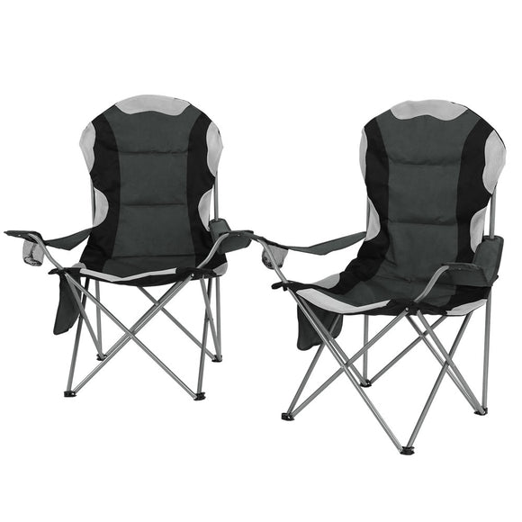 NNEDSZ Camping Folding Chair Portable Outdoor Hiking Fishing Picnic Grey 2pcs