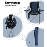 NNEDSZ Camping Folding Chair Portable Outdoor Hiking Fishing Picnic Navy 2pcs
