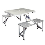 NNEDSZ Folding Camping Table Outdoor Picnic BBQ With 2 Bench Chairs Set
