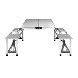 NNEDSZ Folding Camping Table Outdoor Picnic BBQ With 2 Bench Chairs Set