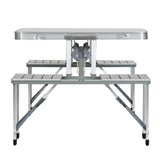 NNEDSZ Folding Camping Table Outdoor Picnic BBQ With 2 Bench Chairs Set