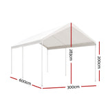 NNEDSZ Carports 3x6m Carport Kits Steel Shelter Gazebo Canopy Garage Portable Garden Shed