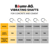 NNEMB CVS286 6 Metre x 28mm Concrete Vibrating Shaft, Australian Standard 3-Claw Drive Coupler