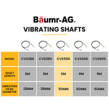 NNEMB CVS506 6 Metre x 50mm Concrete Vibrating Shaft, Australian Standard 3-Claw Drive Coupler