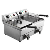 NNEDSZ Devanti 20L Electric Commercial Deep Fryer Double Baskets Oil Taps 6000W