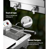 NNEDSZ Devanti 20L Electric Commercial Deep Fryer Double Baskets Oil Taps 6000W