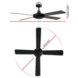 NNEDSZ Devanti 52'' Ceiling Fan AC Motor 4 Blades w/Remote - Black