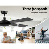 NNEDSZ Devanti 52'' Ceiling Fan AC Motor 4 Blades w/Remote - Black