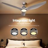 NNEDSZ Devanti 64 Inch Ceiling Fan DC Motor w/Light w/Remote - Silver