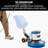 NNEMB 17' Commercial Orbital Scrubber & Polisher, Hard Floor Buffer, Carpet Cleaner, 12L Solution Tank, 2 Brushes