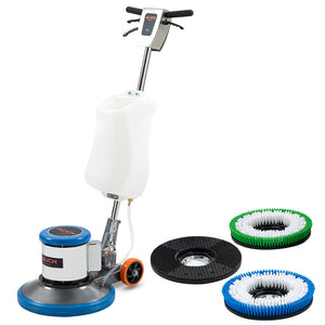 NNEMB 17' Commercial Orbital Scrubber & Polisher, Hard Floor Buffer, Carpet Cleaner, 12L Solution Tank, 2 Brushes