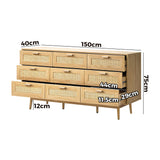 NNEED 9 Chest of Drawers Rattan Lowboy Wooden