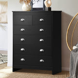NNEED 6 Chest of Drawers Tallboy Dresser Black