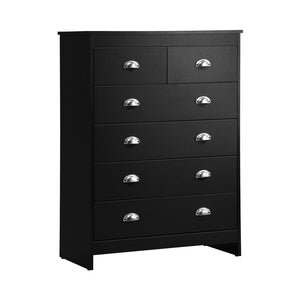 NNEED 6 Chest of Drawers Tallboy Dresser Black
