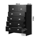 NNEED 6 Chest of Drawers Tallboy Dresser Black
