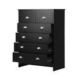 NNEED 6 Chest of Drawers Tallboy Dresser Black